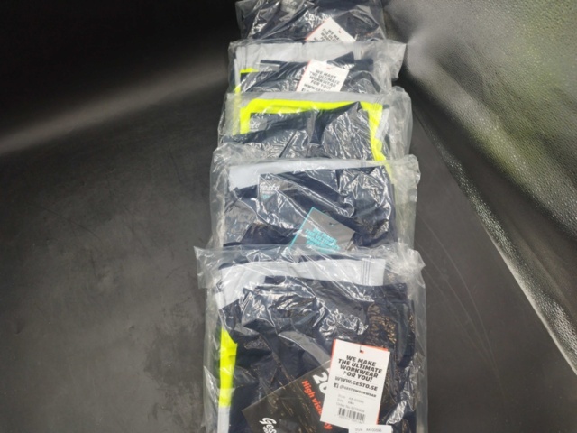 1518703-2 Arbetsbyxor, 5 st - Gesto Workwear, stl D84, marinblå, reflexdetaljer