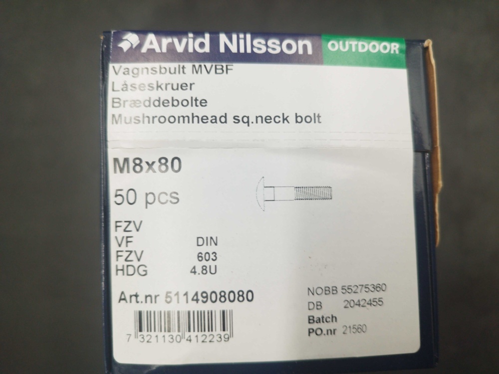 1521517-2 Coach bolts, 400 pcs - M8x80, hot-dip galvanized