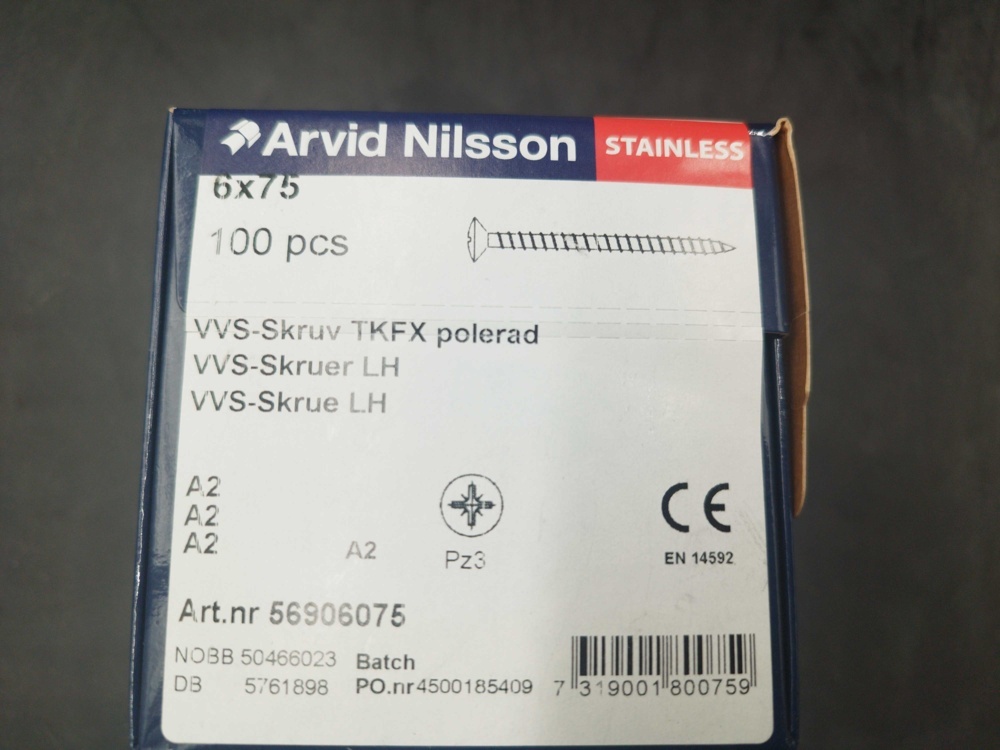1521523-2 Plumbing screws and wood screws - Arvid Nilsson, 6x75 and 5x60/36