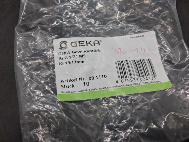 1523101-2 Gängkopplingar - 10 st, GEKA, G1/2, mässing