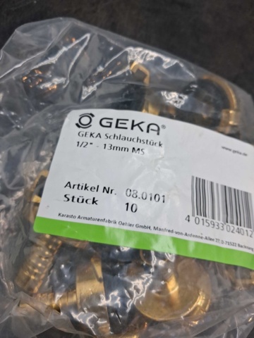 1523105-2 Slangkopplingar - 10 st, GEKA, 1/2" 13 mm