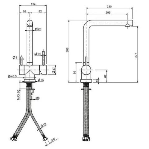 1523000-7 Kitchen faucet - iCrolla, Milano 6570L KLI B, single lever faucet, dishwasher shut-off