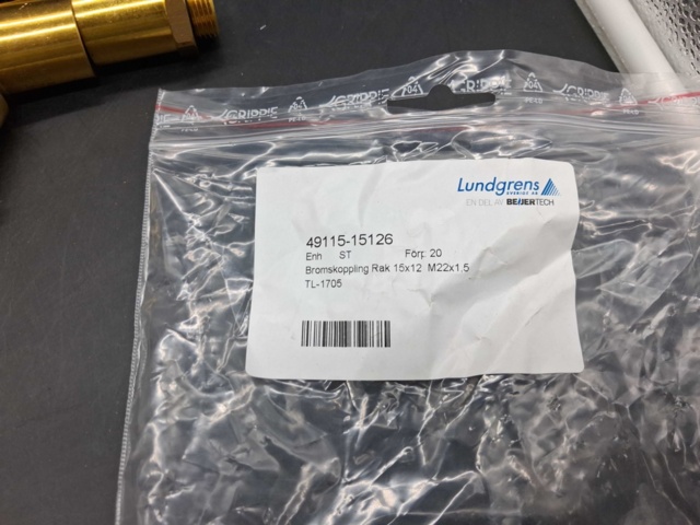 1524925-2 T-rörkopplingar, 10 st - SIRIT, mässing