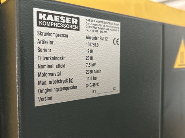 1457695-7 Kompressor med tryckkärl - Kaeser Aircenter SM 12 -2010