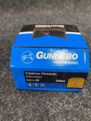 1241942-5 1500 st Träskruv Försänkt Elförzinkad 3.0x15, 3.0x30, 3.5x35, 3.5x40 & 6.0x100mm, Gunnebo