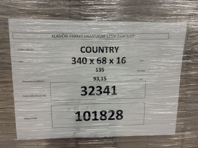 1479304-5 Solid Herringbone/single-strip parquet Oak Bjelin Country 340x68x16 mm (approx. 93.15 sq m)