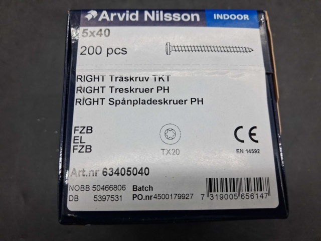 1525274-4 Wood screws & Allen screws, 650 pcs - Arvid Nilsson, RIGHT