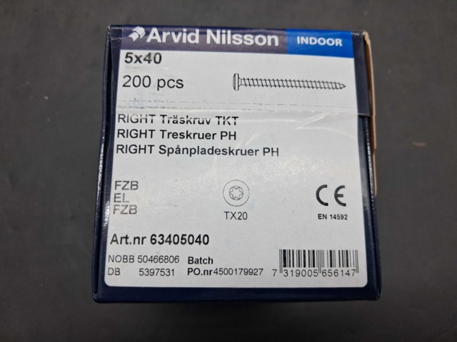 1525274-5 Wood screws & Allen screws, 650 pcs - Arvid Nilsson, RIGHT