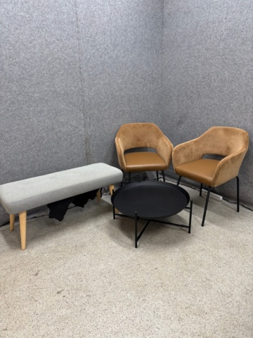 1497452-1 Fåtöljer 2 st, bänk och sidobord