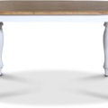 1526860-2 Victoria vitt ovalt matbord med brun toppskiva