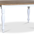 1526860-3 Victoria vitt ovalt matbord med brun toppskiva