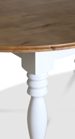 1526860-4 Victoria vitt ovalt matbord med brun toppskiva