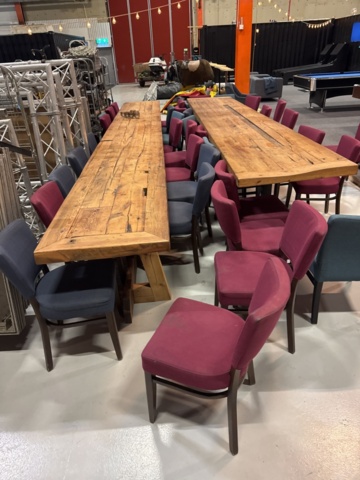1458326-4 3 long tables with about 35-40 chairs and 1 bar table