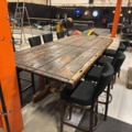 1458335-4 Bar table built from large door with 8 barstools