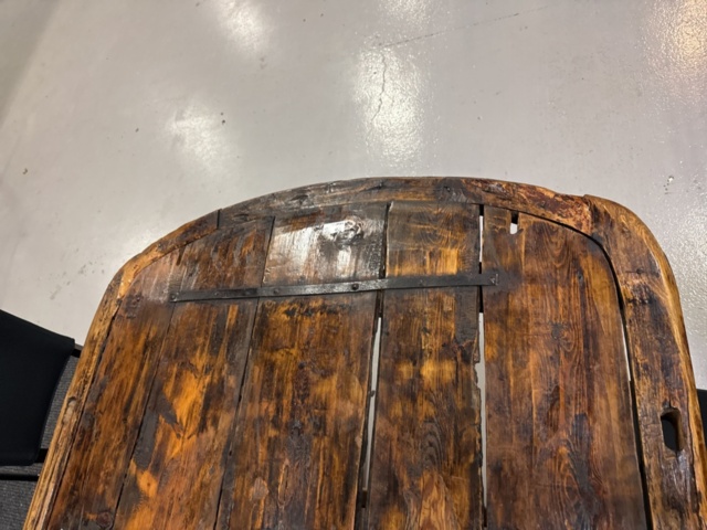 1458335-6 Bar table built from large door with 8 barstools