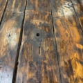 1458335-7 Bar table built from large door with 8 barstools