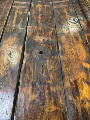1458335-7 Bar table built from large door with 8 barstools