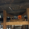 1458335-10 Bar table built from large door with 8 barstools
