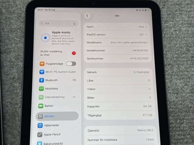 1469323-5 iPad mini (6th Gen) MK893KN/A - 64GB