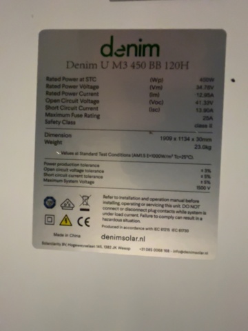 1421852-3 Solpaneler - 48st Denim Solar U M3 450 BB 120H