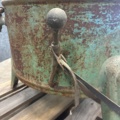 1530251-19 Historic, manually operated washing machine with an associated clothes wringer