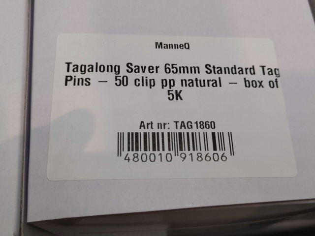 1530660-2 Tagpins 10 pcs 5000-pack, 65 mm