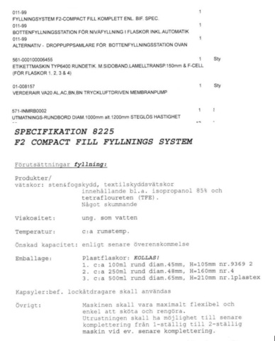 1421848-13 Complete filling and labeling machine with accessories - Svenska Pump AB - Type 6400