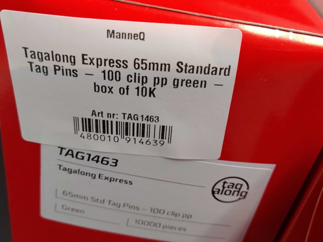 1530697-2 Tagpins, 5 pcs 10000-pack, 65 mm