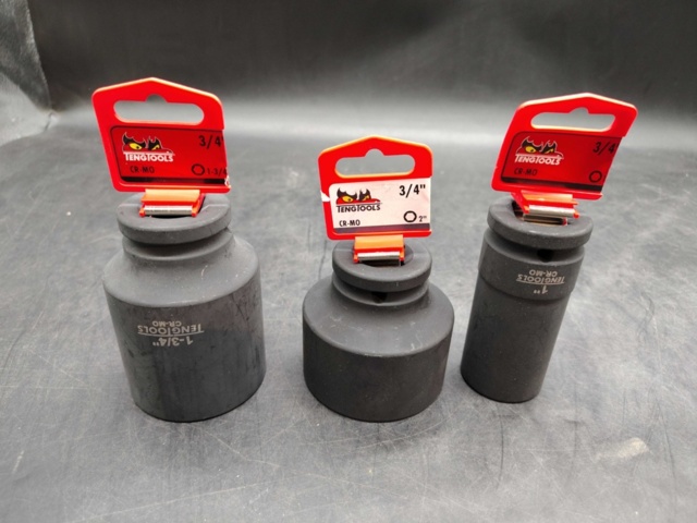 Krafthylsor 3 st - Teng Tools, 3/4", 1", 1-3/4"