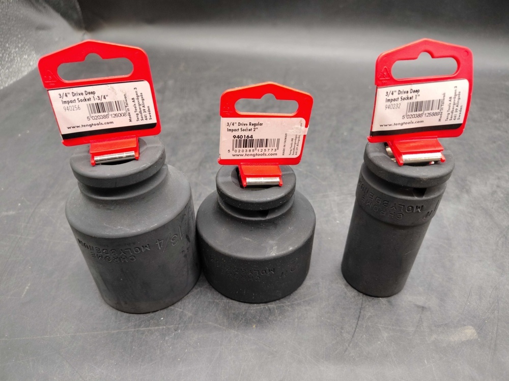 1531066-2 Power sockets 3 pcs - Teng Tools, 3/4", 1", 1-3/4"