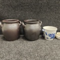 1532471-1 Stoneware mugs from Höganäs & Gustavsberg and Royal Copenhagen ceramic pots