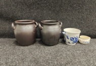 1532471 Stoneware mugs from Höganäs & Gustavsberg and Royal Copenhagen ceramic pots
