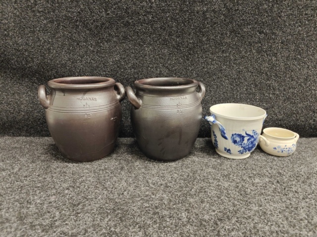 1532471-1 Stoneware mugs from Höganäs & Gustavsberg and Royal Copenhagen ceramic pots