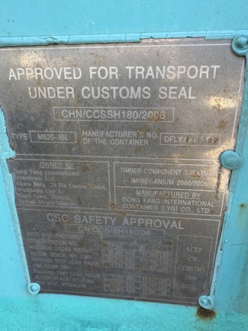 1405815-6 20-fots container