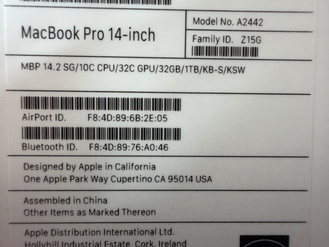 1533613-7 MacBook Pro 14 inch, A2442