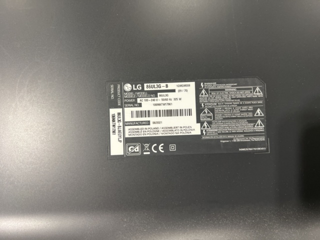 1533803-10 Monitor LG 86UL3G-B 4K 86"
