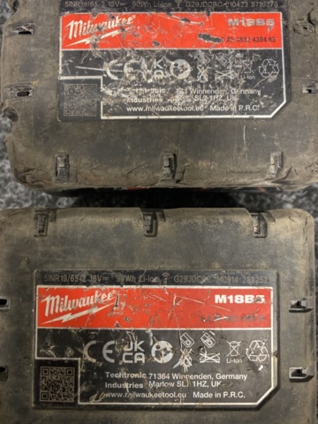 1533830-4 4 st Batterier Milwaukee M18B5 5.0Ah - Defekta