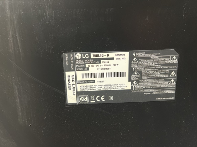 1533804-7 Monitor LG 75UL3G-B 75"