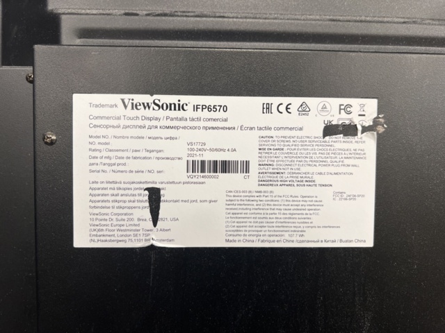 1533806-5 Monitor Viewsonic IFP6570 65"