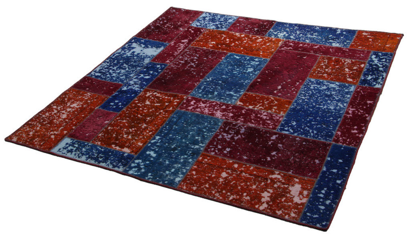 1515507-4 Hand-knotted Oriental Patchwork Rug Wool/Yarn Multicolored 180x193cm (750743)