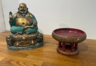 1141826 Buddafigur (stor) samt fat