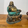 1141826-2 Buddafigur (stor) samt fat