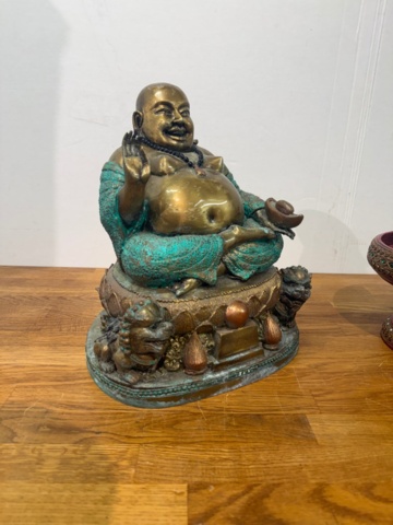 1141826-2 Buddafigur (stor) samt fat