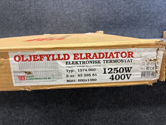 1533987-2 Oil-filled electric radiator Gnosjö climate products, 1250W
