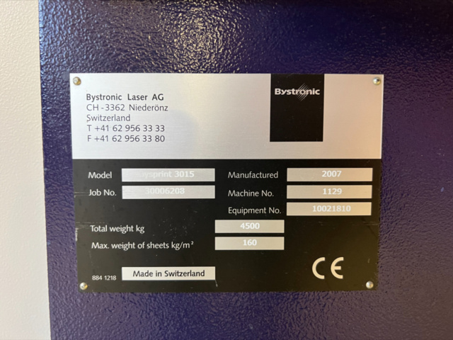 1524728-10 Bystronic BySprint 3015 CO2/Laser 3000W – 2007 – Servad – 2 skärhuvuden