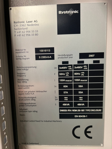 1524728-11 Bystronic BySprint 3015 CO2/Laser 3000W – 2007 – Servad – 2 skärhuvuden