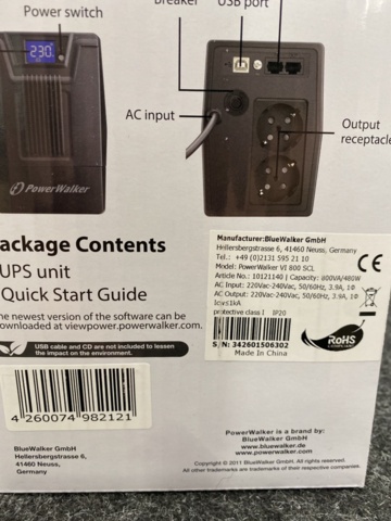 1527174-3 PowerWalker BlueWalker UPS VI 800 SCL
