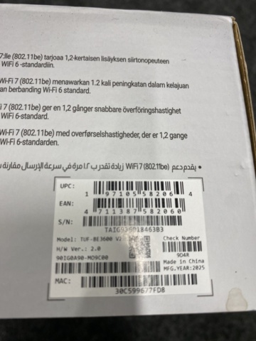 1527180-3 Router ASUS TUF gaming BE3600