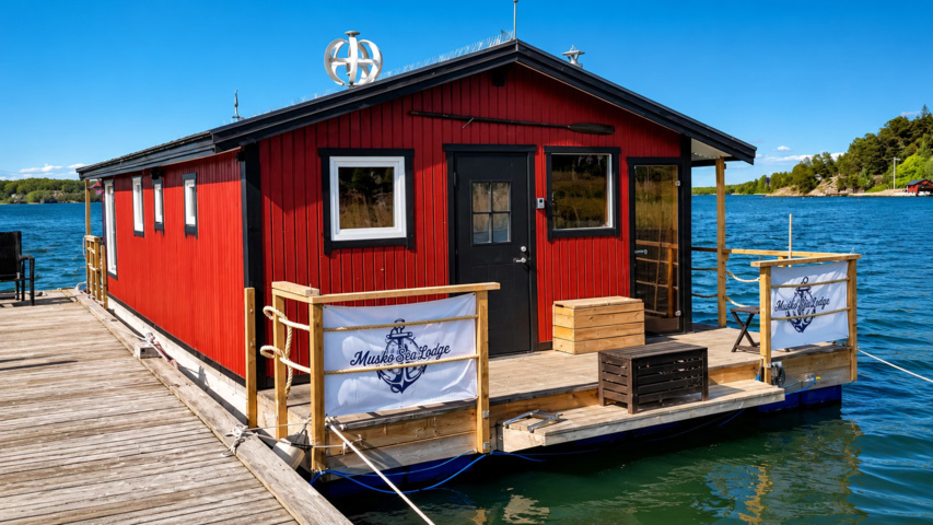 1491548-1 Nyrenoverad husbåt med vedeldad bastu - "Muskö Sealodge"