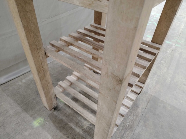 1533530-3 Wooden rolling table with shelves